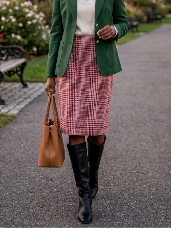 Talbots Dresses & Skirts - Take 50% OFF-Talbots Pink Plaid Pencil Skirt, Size-12